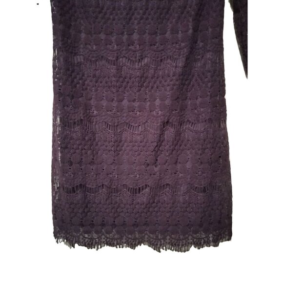 Ronni Nicole Purple Lace Fully Lined Scalloped Hem Back Zipper Dress Size 8P - Picture 4 of 9